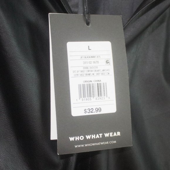 Women's Who What Wear Faux Leather Balloon 3/4 Sleeve Blouse NWT Size Large - Picture 5 of 7